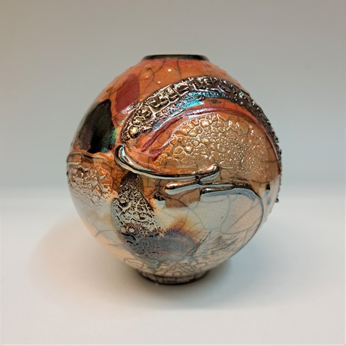 Click to view detail for #230750 Raku Glitter Pot $32